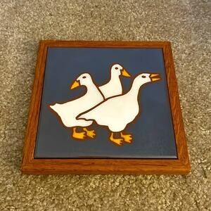 3 Geese Terracotta Tile Handpainted by Siegel Arts
